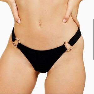 TOPSHOP | Shirred Black Bikini Bottoms